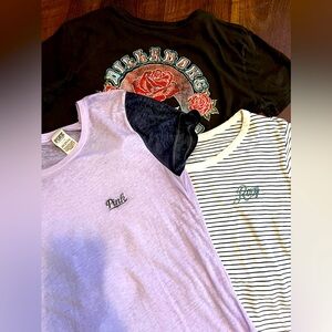 Like new name brand size large shirt bundle Roxy, Billabong,Victoria Secret.